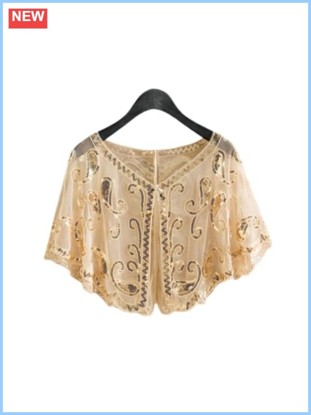 1920s Sequin Beaded Shawl Wrap Evening Wedding Bridal